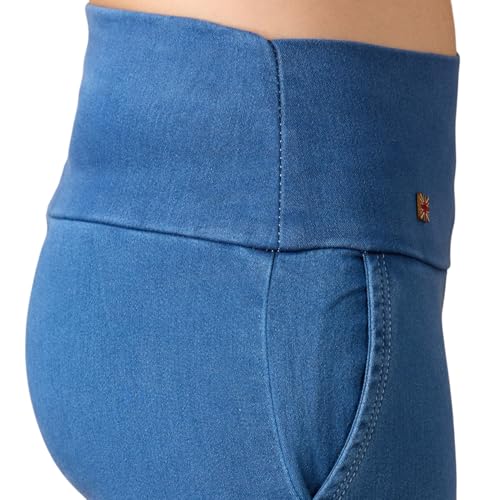 Image of 4FLIES Women's High Waist Slim Fit Jeggings | Super Combed Denim Stretch Ankle-Length Pants with Wide Waistband | Comfortable, Breathable Denim Look Leggings for Casual, & Office Wear