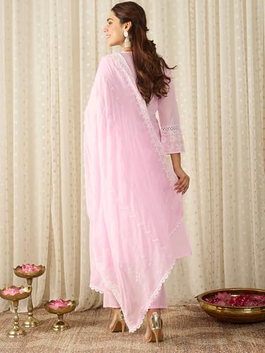 Image of INDO ERA Women Pure Cotton Kurta Set with Dupatta | Festive Suit Set, 10790