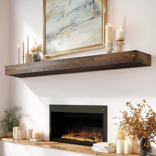 ABSWHLM 60x8x3 Fireplace Mantel - Handcrafted Hollow Rustic Solid Wood