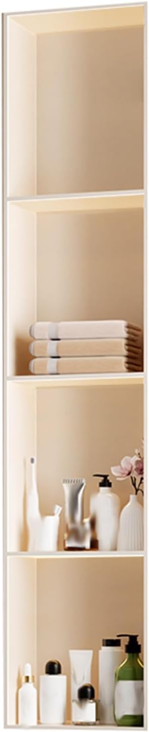 MYUYEE Stainless Steel Niche,No Tiles Required Niches With Shelves Bathroom Storage Niches Recessed Shower Shelf (White 28X120Cm)