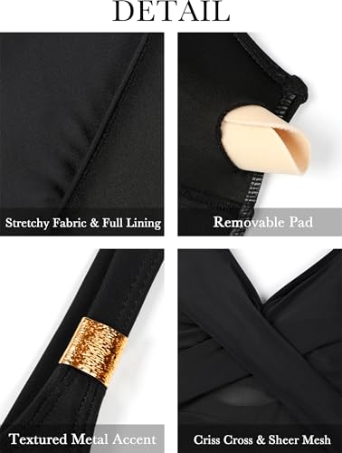 Blooming Jelly Womens One Piece Swimsuit Slimming Tummy Control Bathing Suits Sexy Mesh Curvy Swim Suits 2025 (M, Black) - Image 5