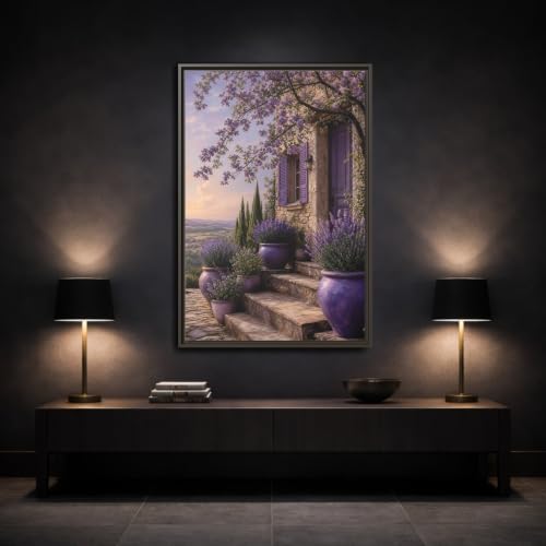 Impression toile lavande violette cadre espresso 30x45 cm vertical - 3
