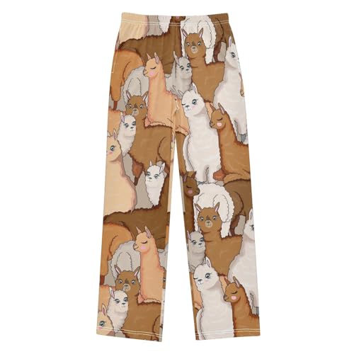 ZZXXB Lovely Llama Pattern Boys Long Pants Soft Trousers Elastic Waist Kids Lounge Bottoms with Pockets S-XL
