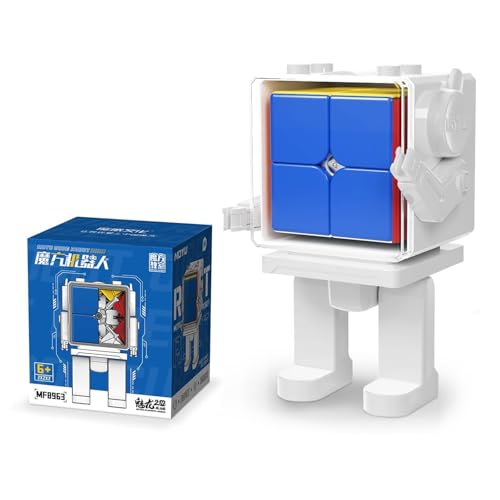 Moyu Meilong 2M Magnetic Speed Cube Robot-Shape Display Box, Adjustable Elasticity 2x2 Magnetic Cube with Stickerless Shape Moves Quickly and Smoothly