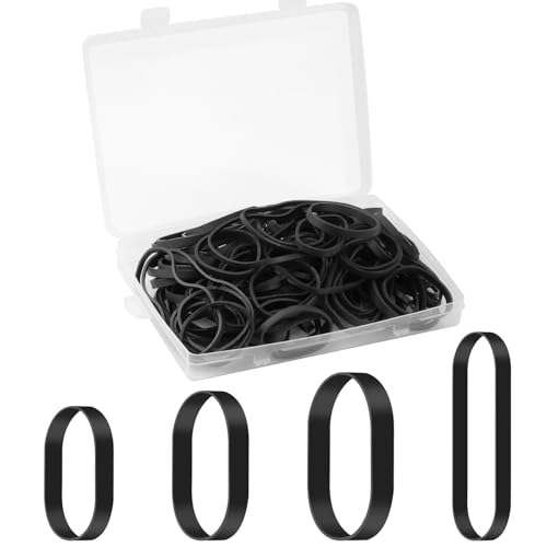 120 Stück Gummibänder Schwarz,4 Größen Hochbelastbar Dick Taktische Gummibänder,Gummiringe Breit,Expandierbar Elastische Gummibänder für Haus Schule Büro und Industrie（5/6/8/12CM）