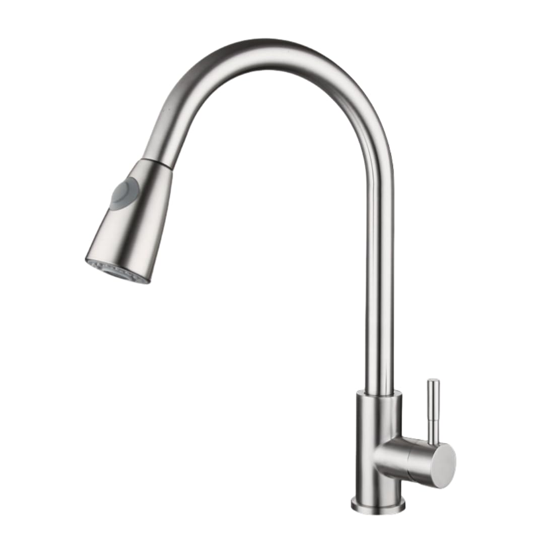 Kitchen Taps 304 Stainless Steel Pull-Out Faucet Hot and Cold Water Mixing Brushed Rotatable Vegetable Sink Telescopic