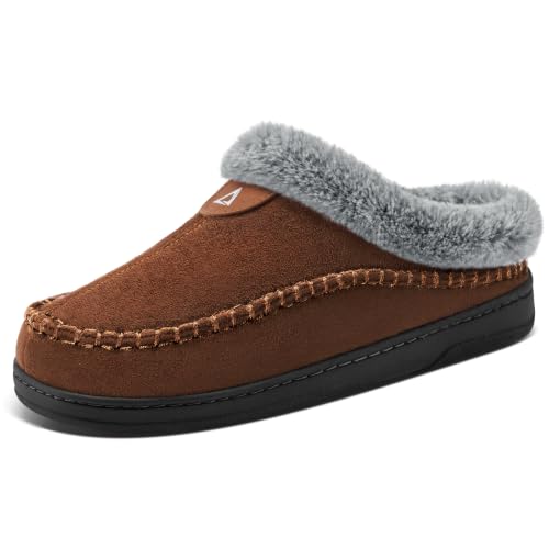 Image of ATHMILE Slippers for Men Warm Moccasin Memory Foam House Shoes Indoor