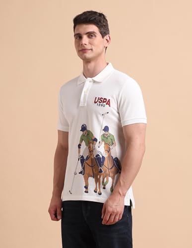 Image of U.S. Polo ASSN. Printed Polo T Shirts for Men - 100% Cotton, Half Sleeve Mens Tshirt