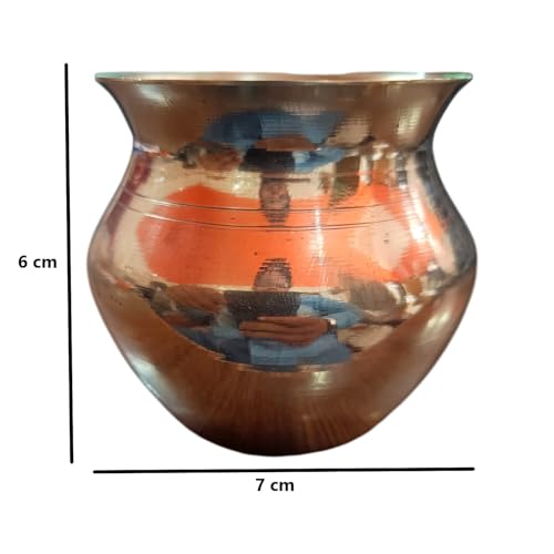 Image of Ani Divine Traditional Pure Brass Small Paragi Lota Pot Kalash for Hindu Rituals, Griha Pravesh, Vastu Puja, Temple, Panchamrit