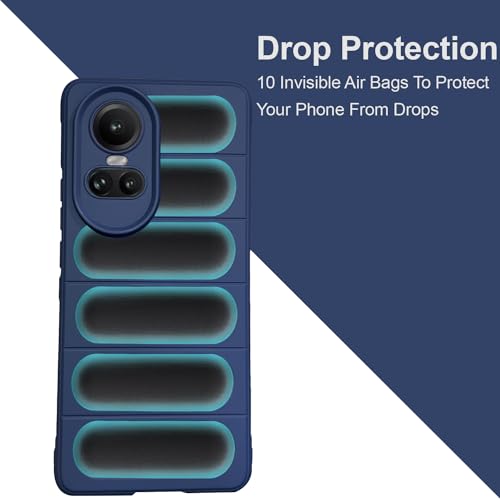 Image of A rtistque Liquid Silicone Stripes Back Cover Case for Oppo Reno 10 5G / Oppo Reno 10 Pro 5G | with Camera Protection | with Inner Fabric | Anti Slip Grip | AirBag Case - Blue