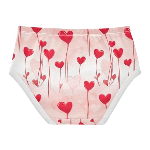 Red Heart Flowers Toddler Underwear Girls, Girls' Cotton Brief Underwear, 2T–8 Years2