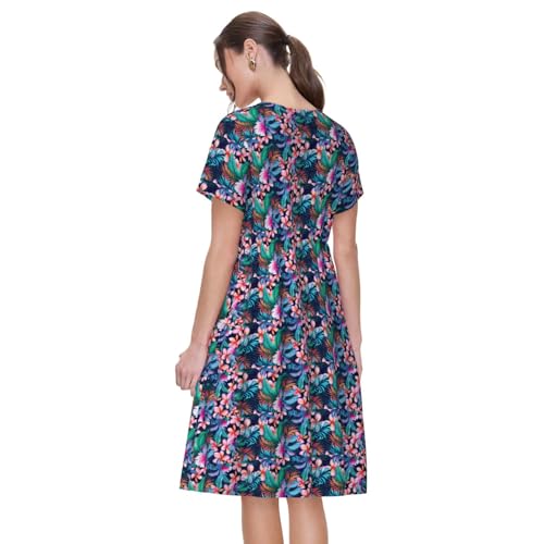 Robe d'été fleurs tropicales légère pour vos vacances et sorties plage - 5