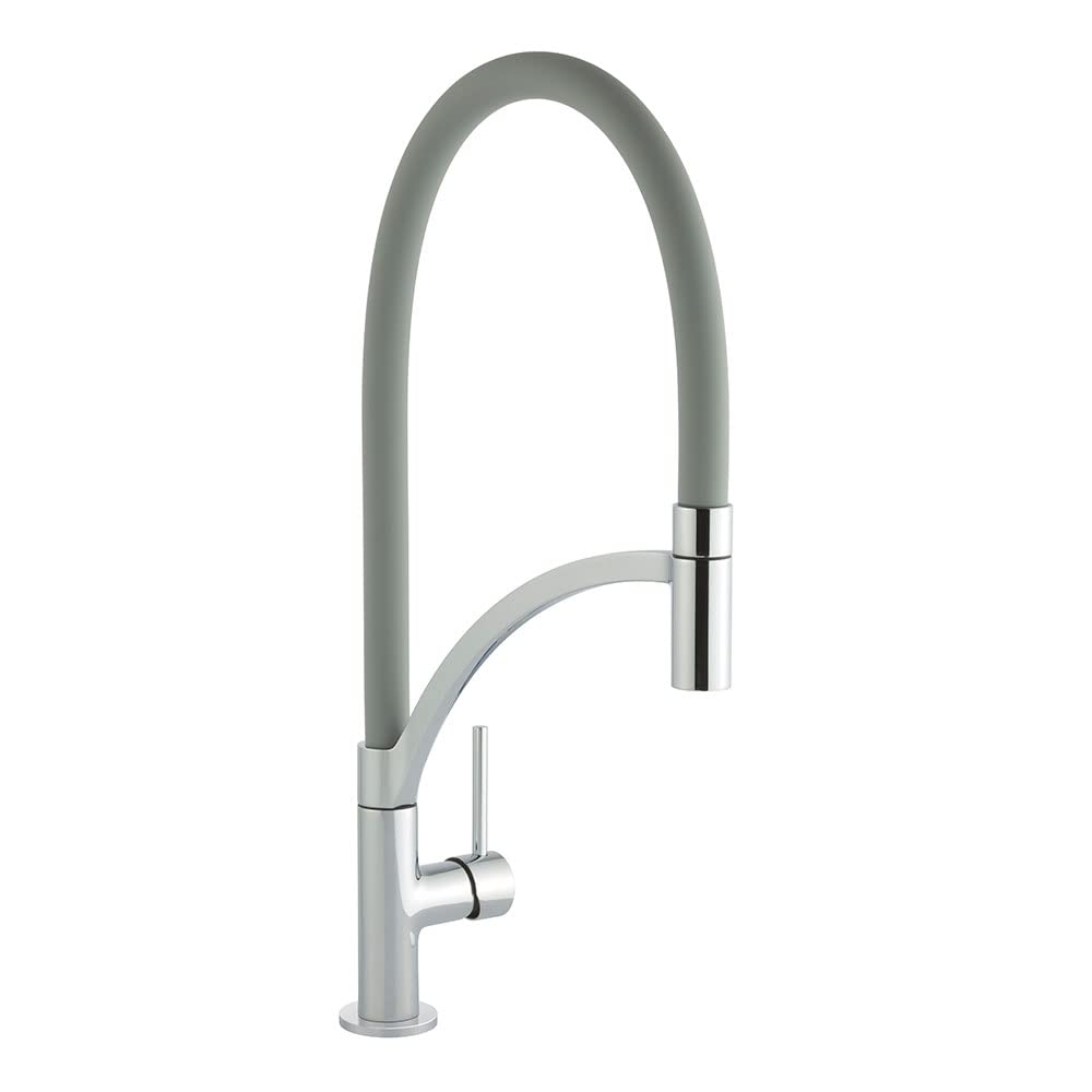 Cookology Pull-Out Single Lever Kitchen Tap - Chrome Graphite Grey | High-Arched Design - Water-Saving Mixer - Pull-Out Spout
