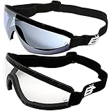 Birdz Eyewear Wing Skydive Skydiving Goggles Reduced Glare Light Blue Lens and Clear Lens With Great peripheral vision design Lenses shatterproof polycarbonate, 100% UV protection, and ANTI-FOG coated