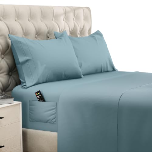 Image of DREAMCARE California King Sheet Sets - 4 pcs Breathable Cooling Sheets - up to 15 inch Deep California King Sheets with Side Pockets - Extra Soft 100% Brushed Hypoallergenic Hotel Luxury Bedding - Beige
