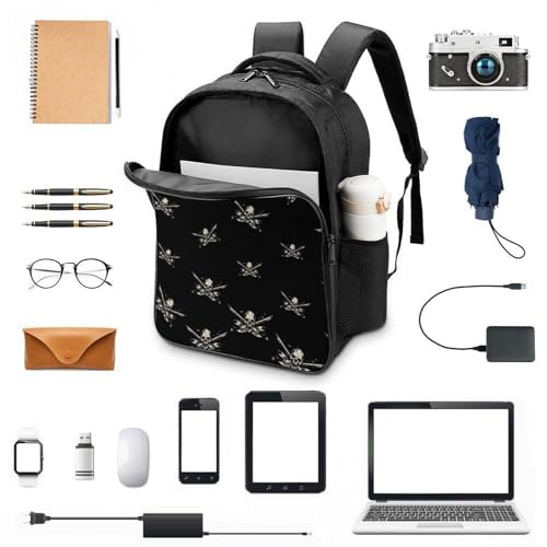 Pirate Jolly Roger Funny 16 Inch Backpack for Men Women Casual Daypack with 2 Compartment for Travel Work3