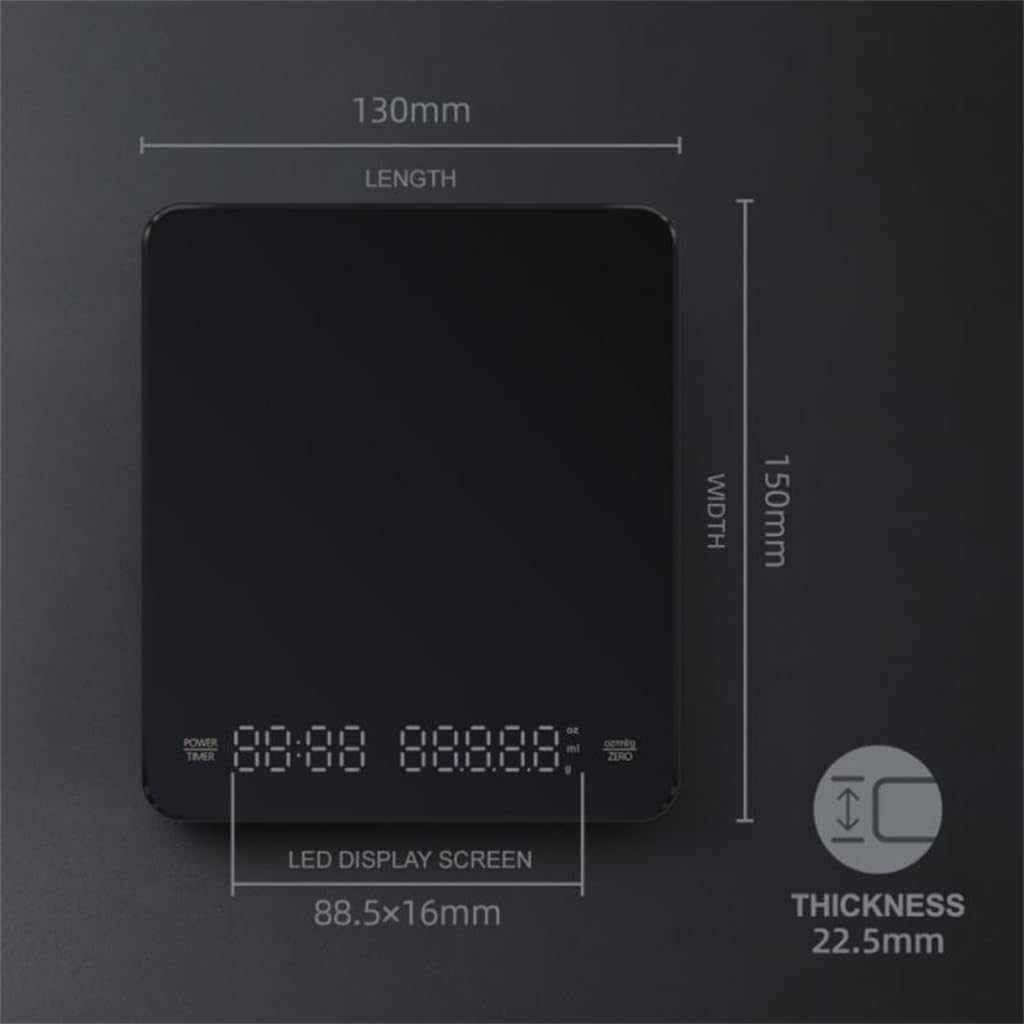 JFDBGU Coffee Electronic Scales Pour Over Espresso 3kg 0.1g LED Auto Timer Smart Kitchen Scale