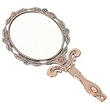 jojofuny Klappbarer Handspiegel Retro aus Bruchfestem Material Kompakter Schminkspiegel für Damen Tragbarer Kosmetikspiegel für Reise und Alltag