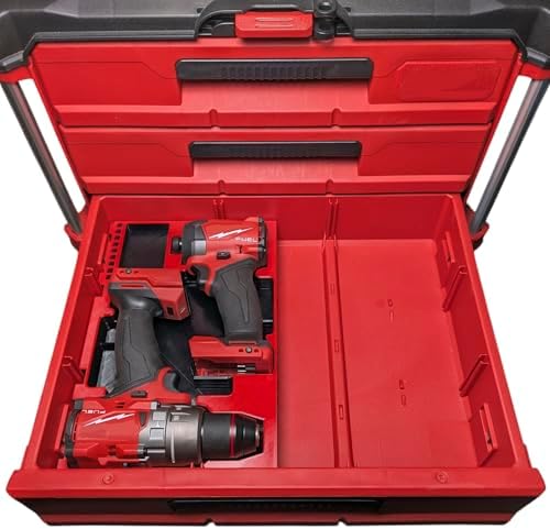M18 Tool Insert Organizer for Milwaukee PACKOUT 3 & 2 Drawer Tool Box – Fits M18 FUEL 1/2" Hammer Drill (#2904-20) & 1/4" Impact Driver (#2953-20) – Insert Only – No Tools Included