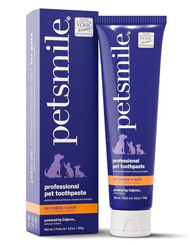 Petsmile Professional Pet Toothpaste for Cats & Dogs - VOHC Accepted Toothpaste - Clinically Proven to Control Plaque & Tartar Calprox Formula (Say Cheese 4.2 Oz)