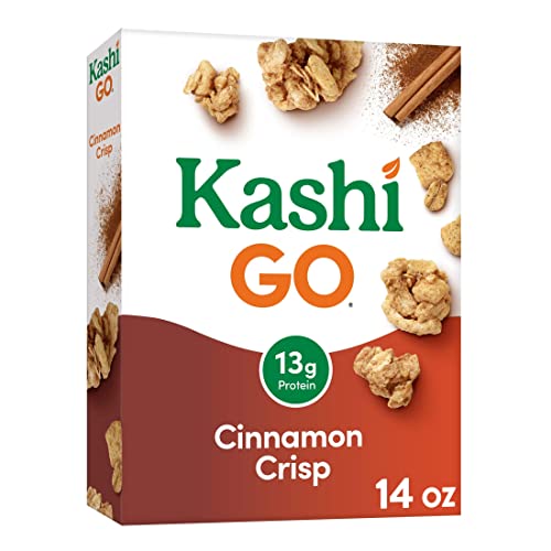 Kashi GO Cold Breakfast Cereal, Vegan Protein, Fiber Cereal, Cinnamon Crisp, 14oz Box (1 Box)