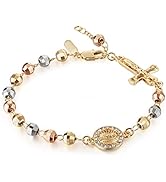 HZMAN Virgin Mary Rosary Bead Cross Bracelet Virgin of Guadalupe Adjustable Link Bracelet for Wom...