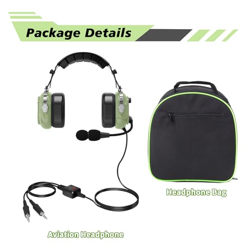 Image of WODASEN Aviation Pilot Headset for Students Flight School Passive Noise Canceling Aircraft Headphones with Boom Mic