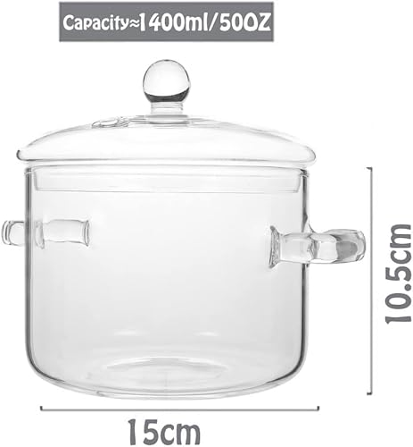 Miniatura 9 de Cacerola de vidrio con tapa, resistente al calor, olla y sartén con tapa para fideos de pasta, sopa, leche, alimentos para bebés (64 oz64.2 fl oz)