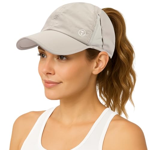 Image of TOP-EX ChicPony UPF 50+ Cooling High Ponytail Baseball Cap for Women | Cool-touch wicking band, hidden 4 in slot fits high /low ponytails; 2.3 oz, packable, airy, quick-dry, adjustable for sports