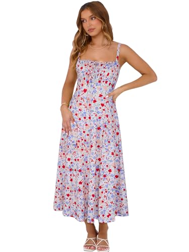 Image of YIOYOLA Corset Dress for Women Casual Tea Party Summer Wedding Guest Flowy Midi Sundress