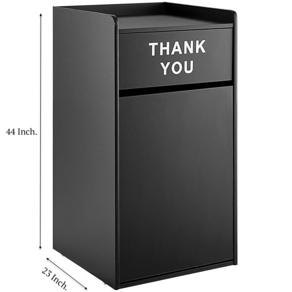 PRO&Family Commercial Trash Cans 35 Gallon Square Large Trash Can with Lid Commercial Garbage Can Restaurant Trash Can Square Trash Can (1, Black, Square with Enclosure, 50.0, Gallons)