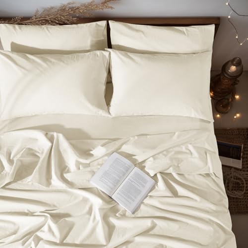 Image of LBRO2M 100% French Pure Linen Sheet Set 6Pcs, 16 inch Deep Pocket Full Size