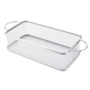 A sixx Frituurmand, van roestvrij staal, voor frituurmand, multifunctioneel, voor het knutselen van friet, knapperen, uienschijven, kip (27 x 12 x 6 cm)