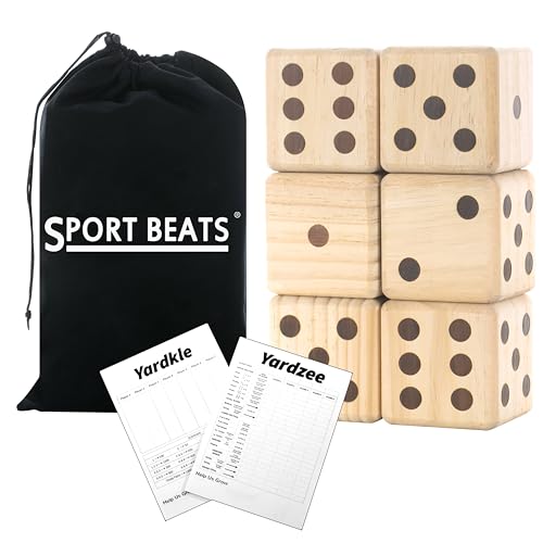 Giant Wooden Yard Dice, Outdoor Games Set of 6 with Two Games