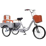 【Stable 3 Wheels Bicycle】The tricycle is made of high-carbon steel,max load bearing up to 150kg/330lbs.The low-span structure is convenient for getting on and off the bike for ladies or the elderly.Both adults and children can ride. 【Tandem Tricycles...