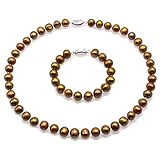 Die Perlen haben einen Durchmesser von 9,5 bis 11,5 mm, ihre runde Form weist nur wenige Mängel auf