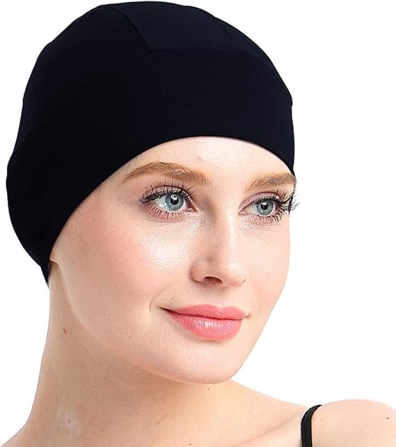 Cotton Lycra Women Soft Sleep Cap for Hair Loss Chemo Unlimited Uses (Black)