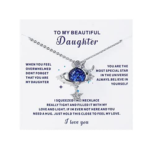 To My Daughter Universe Planet Star Necklace from Mom Dad Inspirational Daughter Birthday Gifts Jewelry Crystal Collar Chokers for Beautiful Daughter Granddaughter on Birthday Thanksgiving Day
