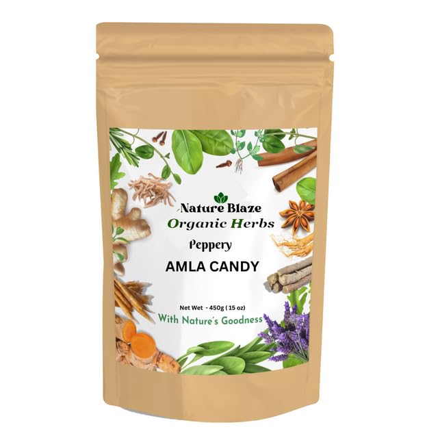 Nature Blaze Amla Peppery Candy Dry Indian Gooseberry Fruit Mouth Freshener or preservatives Vitamin-C (Amla Peppery Candy, 200 Gram)