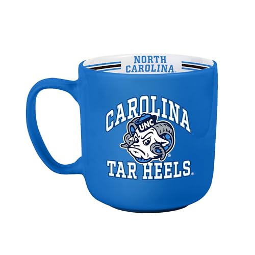Image of Logo Brands NCAA North Carolina Tar Heels 15 oz Stripe Coffee Mug - Vintage Team Logo, Inside Print & Stripes, Microwave & Dishwasher Safe- Great Gift For Fans & Alumni