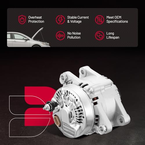 Image of BDFHYK Alternator Compatible with Hyundai Santa Fe /Sonata /Azera /Entourage /Veracruz 2006-2012,Compatible with Kia Sedona /Sorento 2006-2009 Replace 11191N,11192,11193,373003C125,37300-3C125 | Compatible with Hyundai Santa Fe 3.3L V6 2007-2009, Veracruz 2007-2012 12V 130A 6-Groove Pulley Clockwise, OE 11191N, 211191