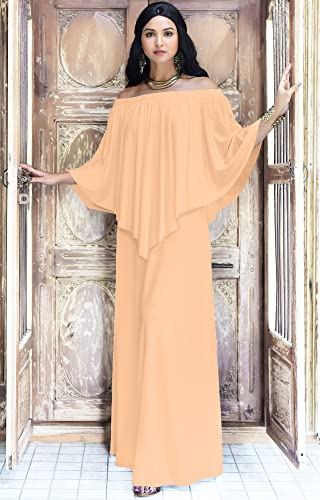 Image of KOH KOH Womens Strapless Off Shoulder Flattering Cocktail Maxi Dress Gown