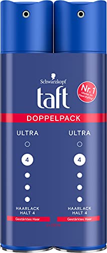 Taft Haarlack Ultra Haltegrad 4 (2 x 250 ml), Styling Spray bietet bis zu 24 h Halt, verleiht gestärktes und widerstandsfähiges Haar Cover