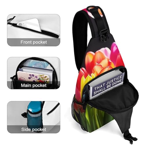 Mochila deportiva Colorful Tulips Sling Bag blanca miniatura 4
