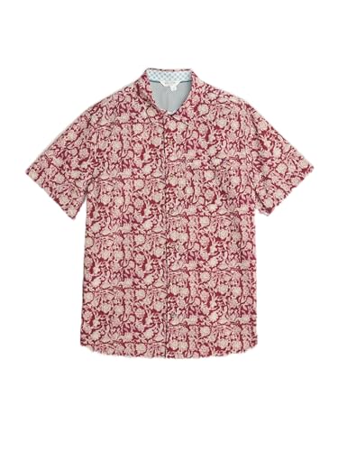 Chemise homme White Stuff rouge XXL à manches courtes et motif floral casual chic