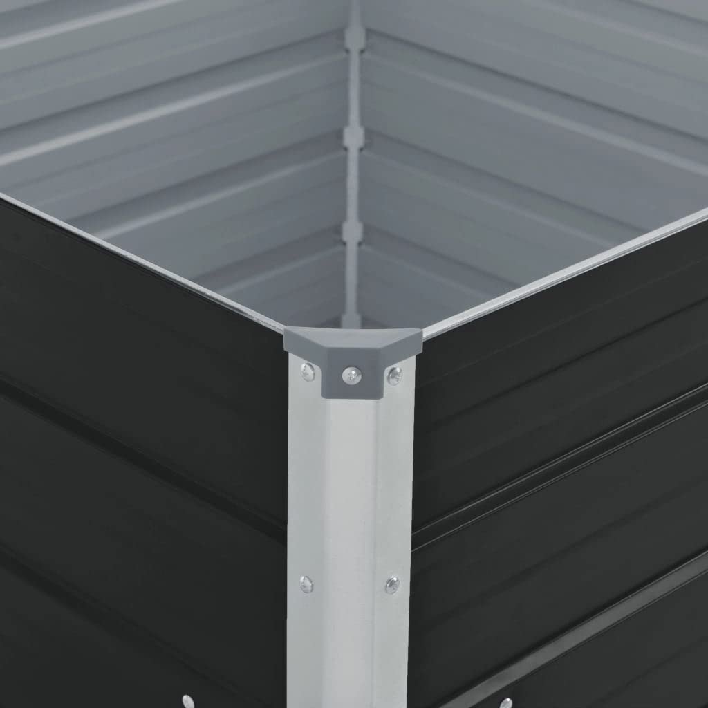 Jardinera Elevada de Acero Galvanizado Antracita 100x100x45 cm Mesa de Cultivo Bellamente Diseñada Arriate de Jardín Aire Libre Accesorio Patios Huerto Urbano Porche Plantas Macetero