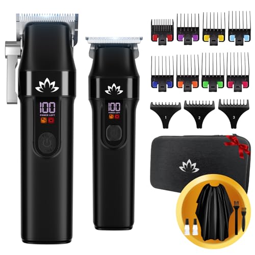 AMULISS Recortadora de pelo para hombre, juego de cortadoras y recortadoras de pelo inalámbricas, kit de corte de pelo para hombre, recortadora de barba para hombre, regalo perfecto para hombres