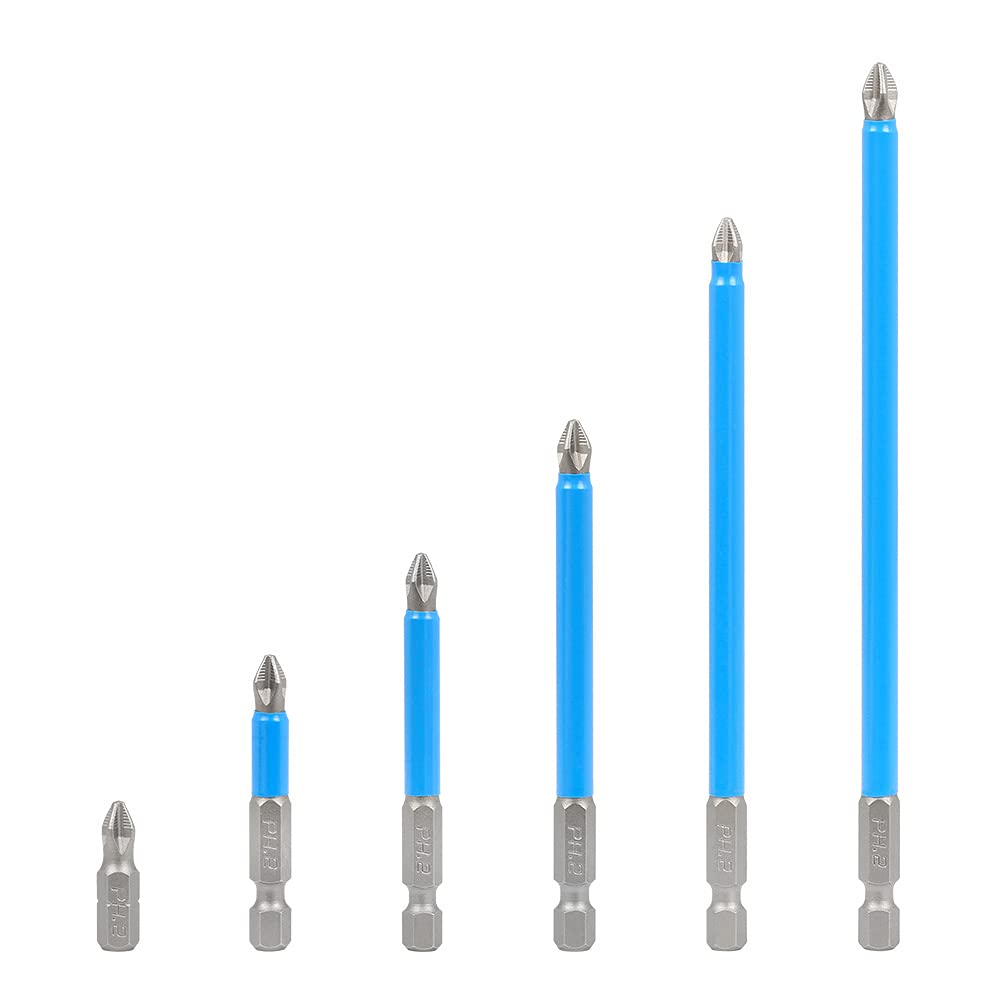 Set 1-10 Inserti per Cacciavite a Croce PH2, Magnetici, Acciaio S2 Antiscivolo per Avvitatore a Impulsi, Attacco 1/4 Pollici per Trapano Elettrico e Fai da Te(10-piecesetof127L)