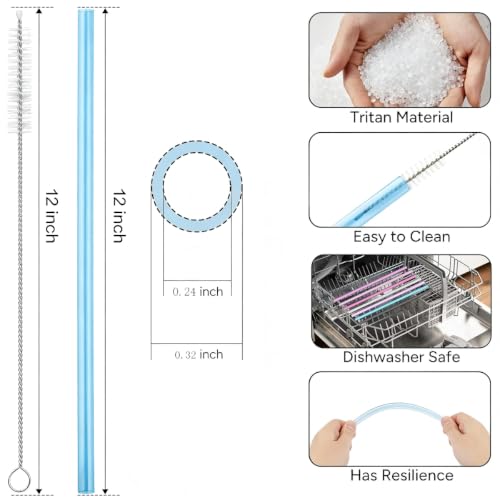 Image of 6Pcs Color Reusable Straws w /Brush for Stanley 30-40oz Tumbler Accessories