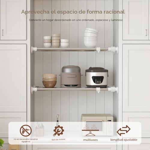 Estante de tensión Hershii ajustable para almacenamiento en armarios y baños 4